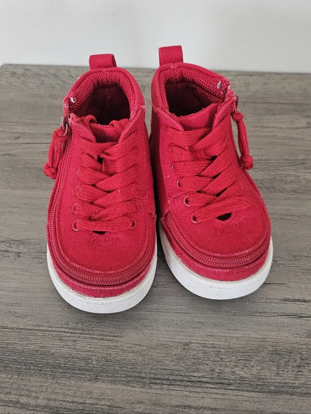 Billy Toddler Red High Canvas Zip & Lace Size 5 AFO SMO Brace Special Needs Shoe